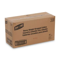 Dixie CH56NSPC7 Wrapped Fork/Knife/Spoon/Napkin Packets - Black (250/Carton)