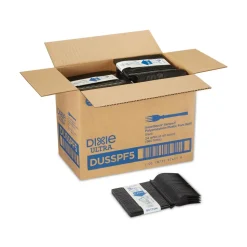 Dixie DUSSPF5 SmartStock Tri-Tower Dispensing System Polypropylene Cutlery Mediumweight Plastic Fork - Black (960/Carton)