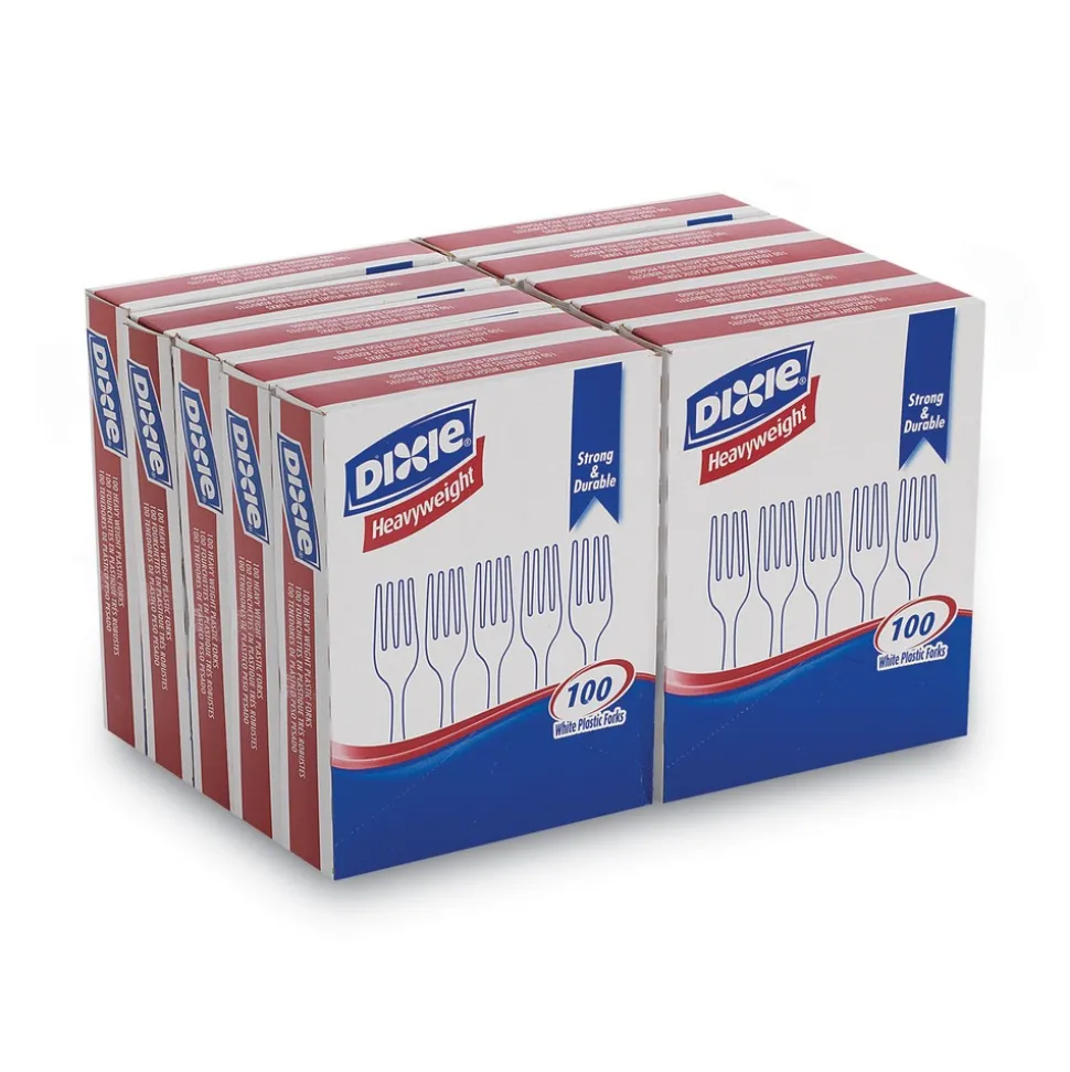 Dixie Heavyweight Plastic Cutlery Forks - White (1000/Carton)