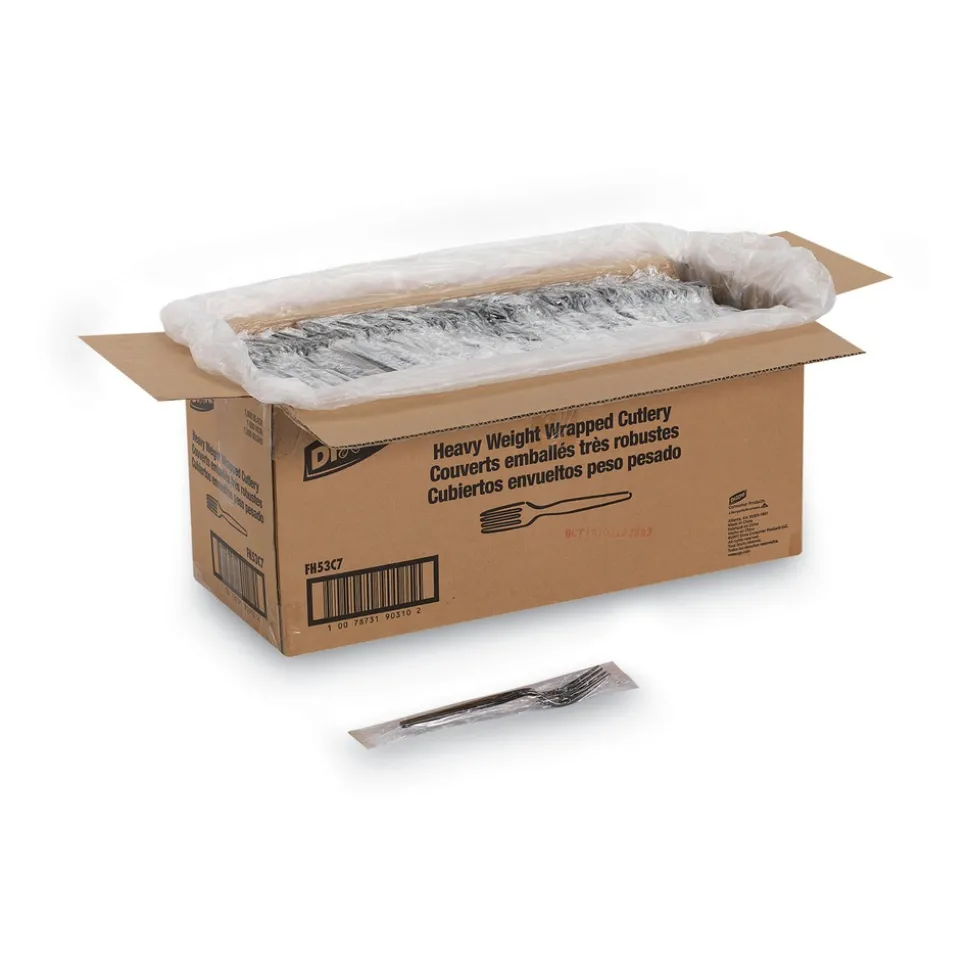 Dixie Individually Wrapped Heavyweight Polystyrene Forks - Black (1000/Carton)