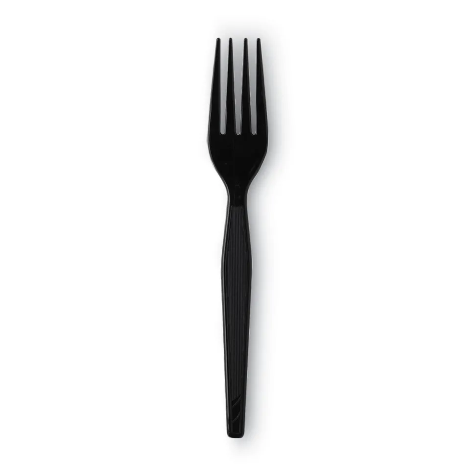 Dixie Individually Wrapped Heavyweight Polystyrene Forks - Black (1000/Carton)