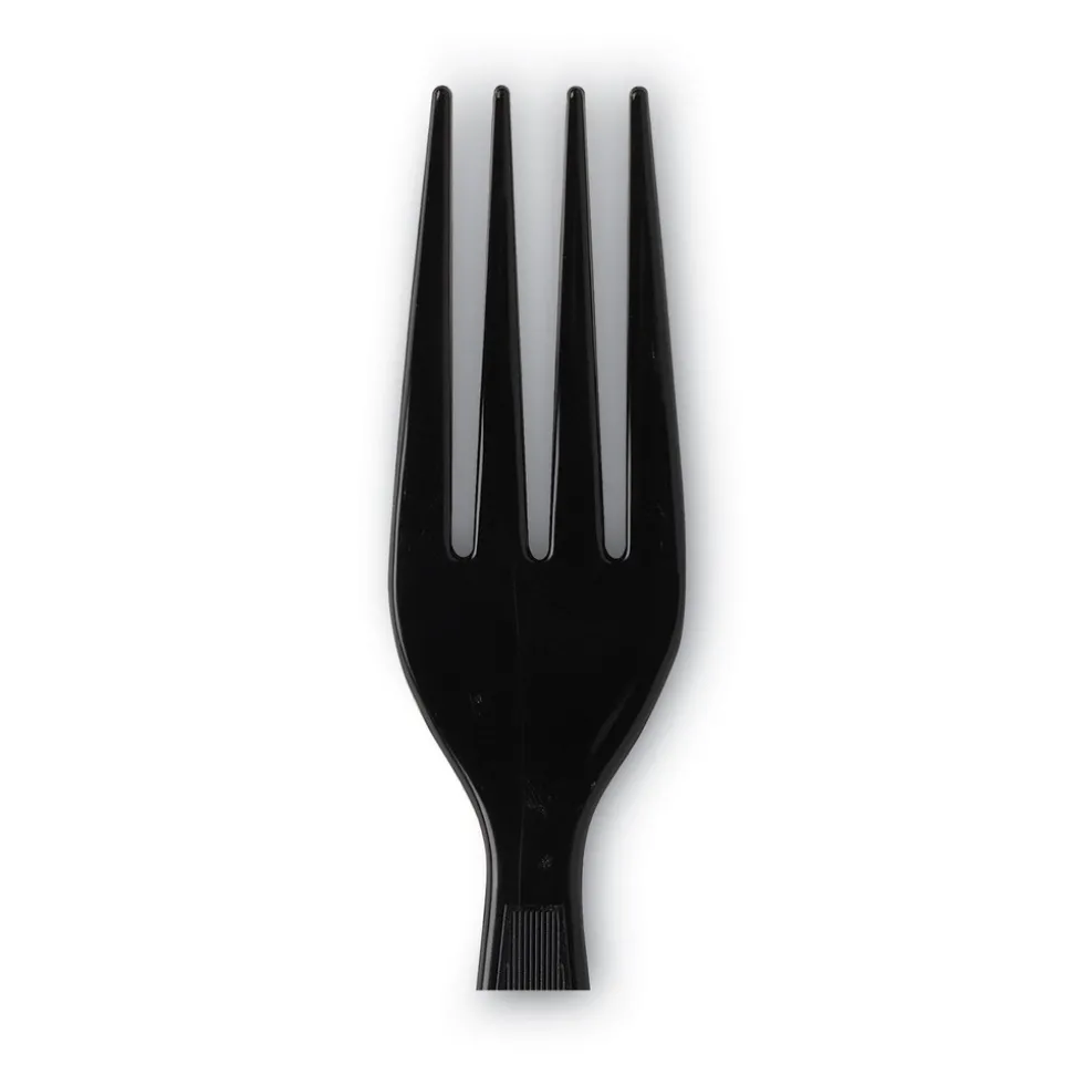 Dixie Individually Wrapped Heavyweight Polystyrene Forks - Black (1000/Carton)