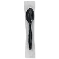 Dixie Individually Wrapped Heavyweight Teaspoons - Black (1000/Carton)