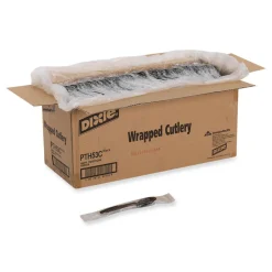 Dixie Individually Wrapped Heavyweight Teaspoons - Black (1000/Carton)