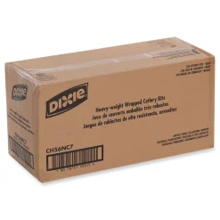 Dixie Individually Wrapped Heavyweight Plastic Fork/Knife/Napkin/Spoon Set - Black (250/Carton)