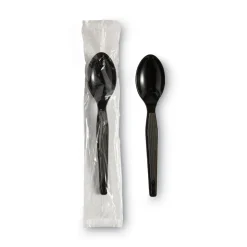 Dixie Individually Wrapped Heavyweight Polystyrene Teaspoons - Black (1000/Carton)