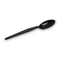 Dixie Individually Wrapped Heavyweight Polystyrene Teaspoons - Black (1000/Carton)