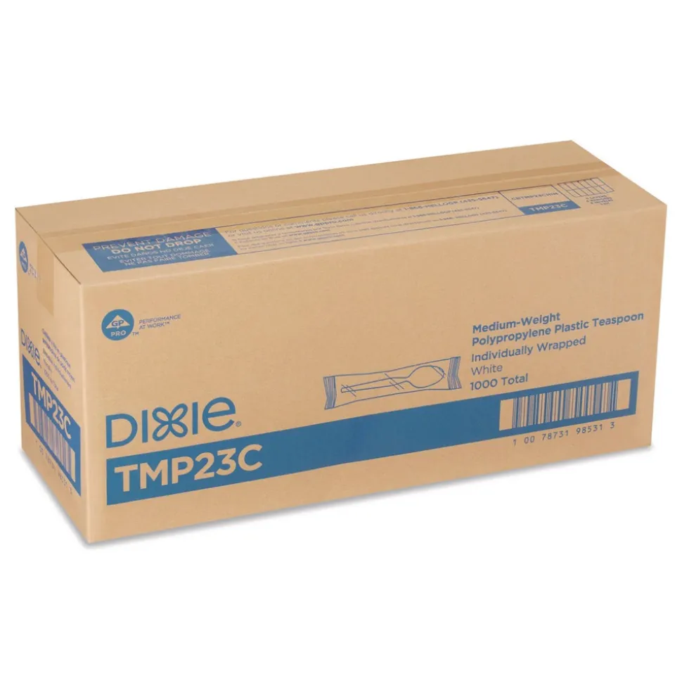 Dixie Mediumweight Polypropylene Teaspoon Cutlery - White (1000/Carton)