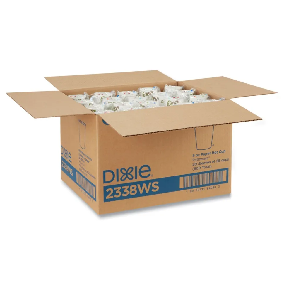 Dixie Pathways 8 oz. Paper Hot Cups (25/Bag, 20 Bags/Carton)
