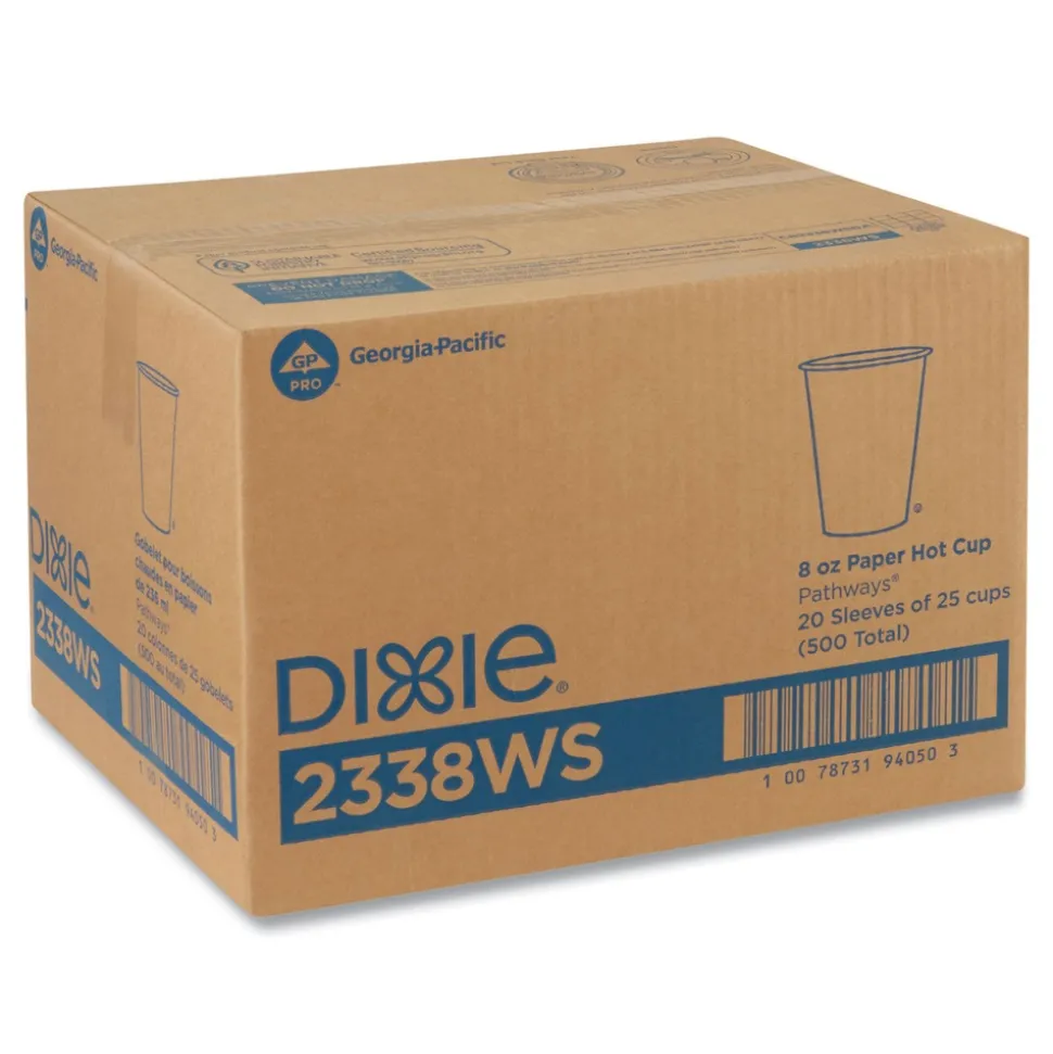 Dixie Pathways 8 oz. Paper Hot Cups (25/Bag, 20 Bags/Carton)