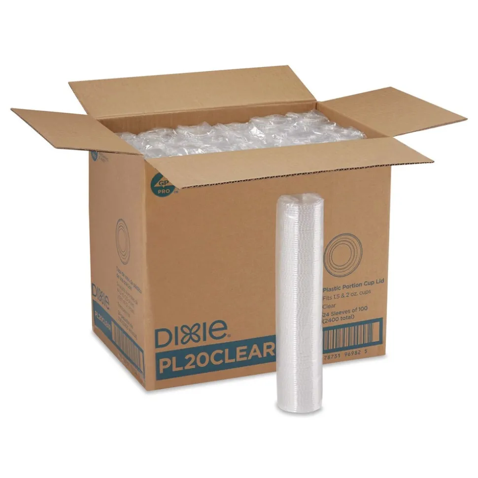 Dixie Plastic Portion Cup Lid Fits 1.5 oz to 2 oz Cups - Clear (2400/Carton)