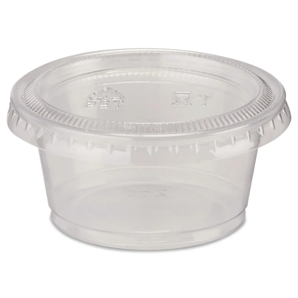 Dixie Plastic Portion Cup Lid Fits 1.5 oz to 2 oz Cups - Clear (2400/Carton)