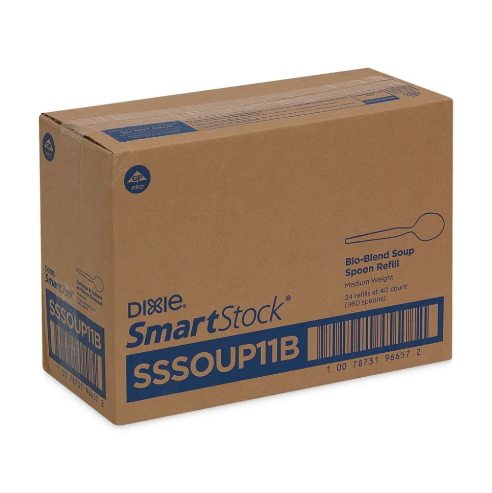 Dixie SmartStock Series-O Mediumweight Soup Spoon Plastic Cutlery Refill - Beige (960/Carton)
