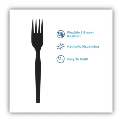 Dixie SmartStock Series-O 6 in. Heavyweight Plastic Cutlery Forks Refill - Black (40/Pack, 24 Packs/Carton)