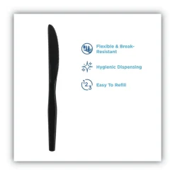 Dixie SmartStock Series-O 7 in. Heavyweight Plastic Cutlery Knives Refill - Black (40/Pack, 24 Packs/Carton)