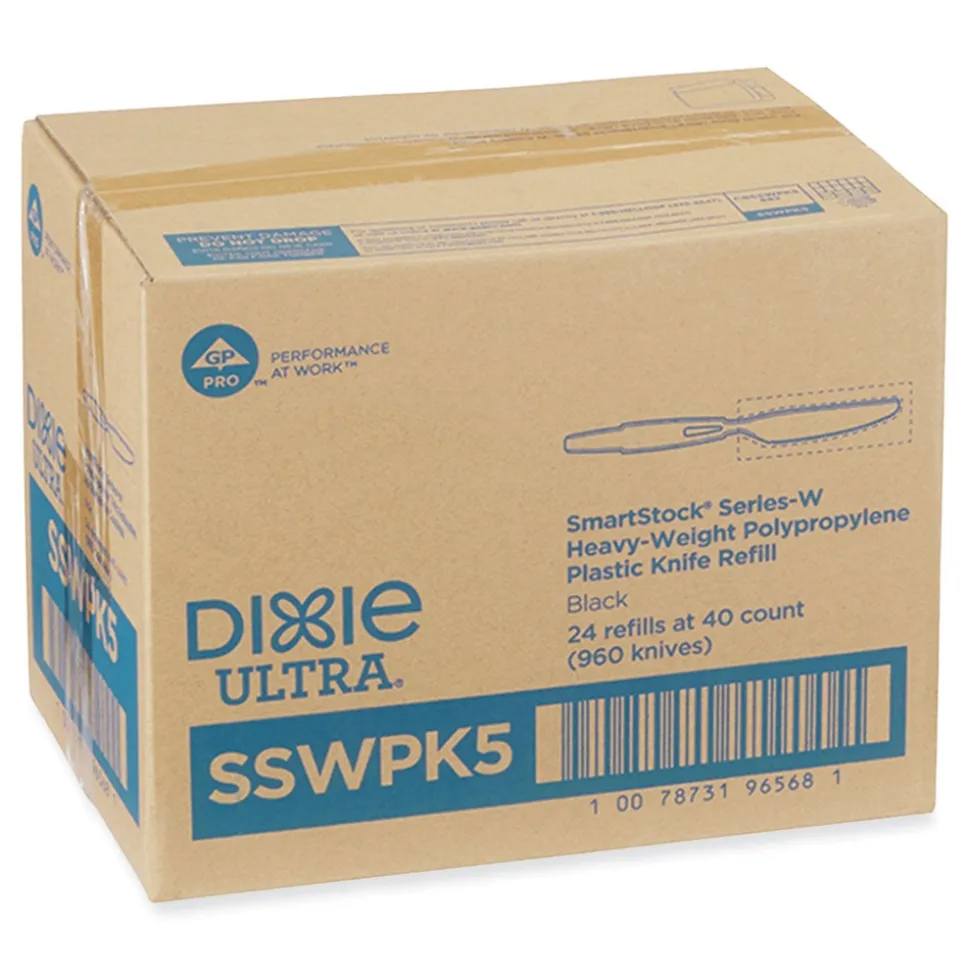 Dixie SmartStock Wrapped Heavyweight Cutlery Knives Refill - Black (960/Carton)