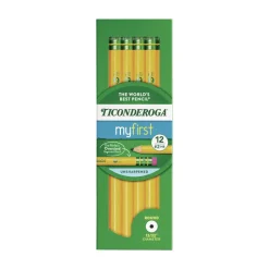 Dixon Ticonderoga Beginners HB (No. 2) Woodcase Pencil with Eraser and Microban Protection - Black Lead/Yellow Barrel (1-Dozen)