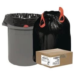 Draw 'n Tie Drawstring 33 Gallon 1.2 mil 33.5 in. x 38 in. Heavy-Duty Trash Bags - Black (150/Box)