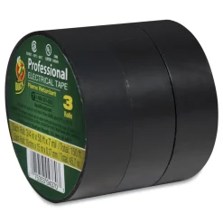 Duck 0.75 in. x 50 ft. 1 in. Core Pro Electrical Tape - Black (3/Pack)
