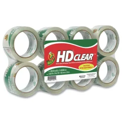 Duck 1.88 in. x 55 yards 3 in. Core Heavy-Duty Carton Packaging Tape - Clear (8/Pack)