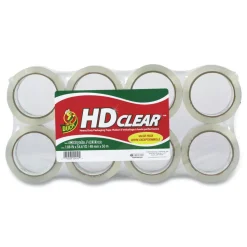 Duck 1.88 in. x 55 yards 3 in. Core Heavy-Duty Carton Packaging Tape - Clear (8/Pack)