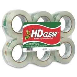 Duck 1.88 in. x 109.3 yards 3 in. Core Heavy-Duty Carton Packaging Tape - Clear (6/Pack)