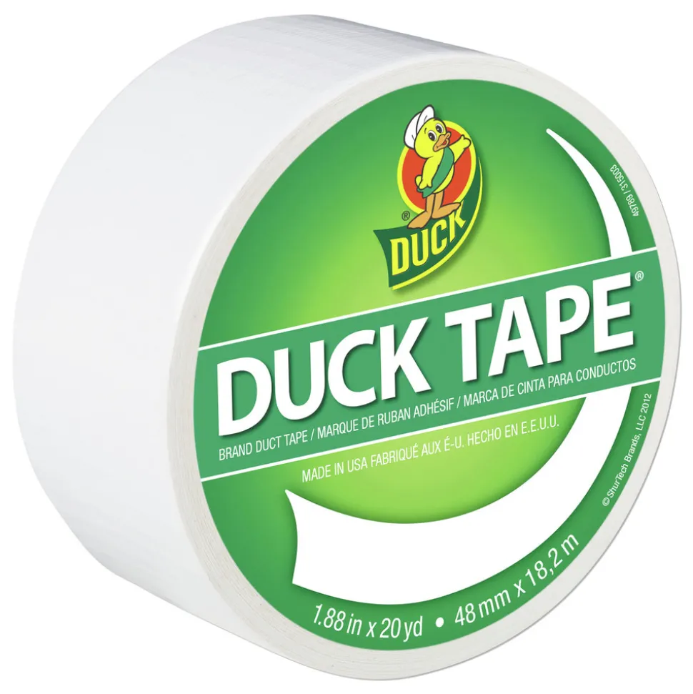 Duck 1.88 in. x 20 yards 3 in. Core Colored Duct Tape - White (1-Roll)