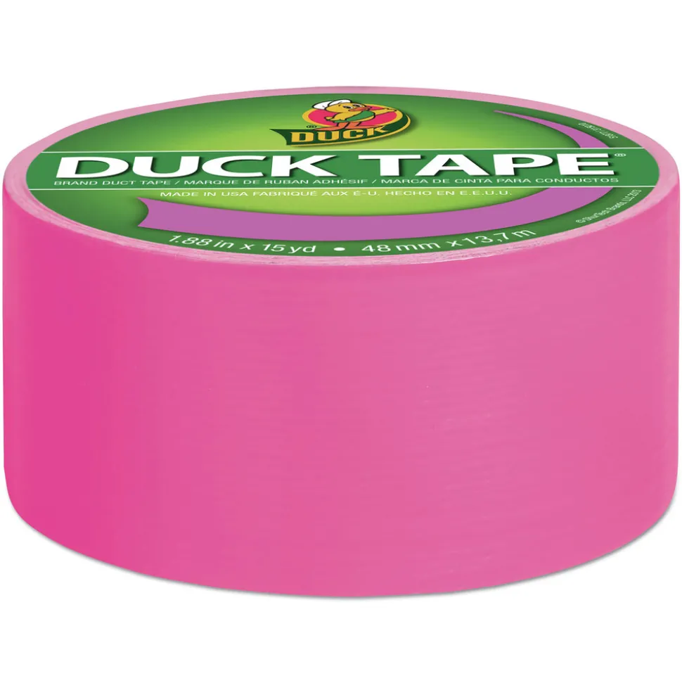 Duck 1.88 in. x 15 yards 3 in. Core Colored Duct Tape - Neon Pink (1-Roll)