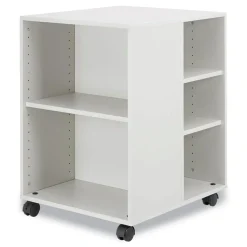 Durable 20.79 in. x 23.31 in. x 29.45 in. 6 Shelves Wood Flexible Multi-Functional Cart for Office Storage - White