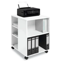 Durable 20.79 in. x 23.31 in. x 29.45 in. 6 Shelves Wood Flexible Multi-Functional Cart for Office Storage - White