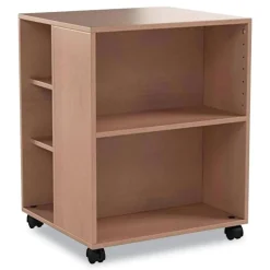 Durable 20.79 in. x 23.31 in. x 29.45 in. 6 Shelves Wood Flexible Multi-Functional Cart for Office Storage - Beech