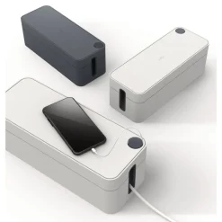 Durable CAVOLINE 16 in. x 6.1 in. x 5.5 in. Cable Management Box - Large, Charcoal