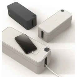 Durable CAVOLINE 16 in. x 6.1 in. x 5.5 in. Cable Management Box - Large, Charcoal