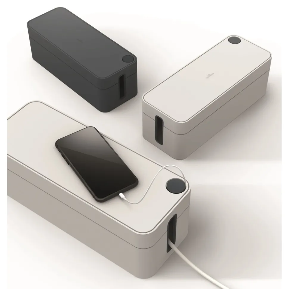 Durable CAVOLINE 16 in. x 6.1 in. x 5.5 in. Cable Management Box - Large, Charcoal