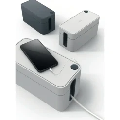 Durable CAVOLINE 9.6 in. x 4.96 in. x 4.56 in. Cable Management Box - Small, Charcoal