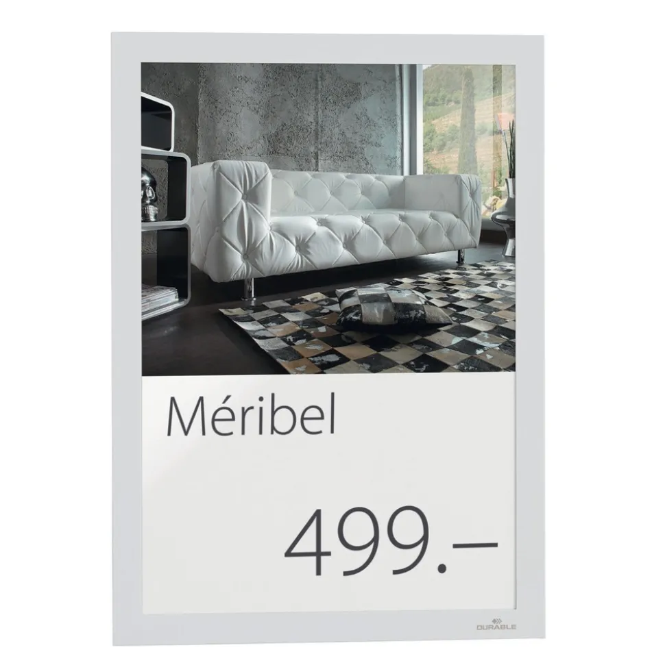 Durable Infoframe DURAFRAME 9.5 in. x 12 in. Self Adhesive Double Sided Sign Holder - White Frame (2/Pack)