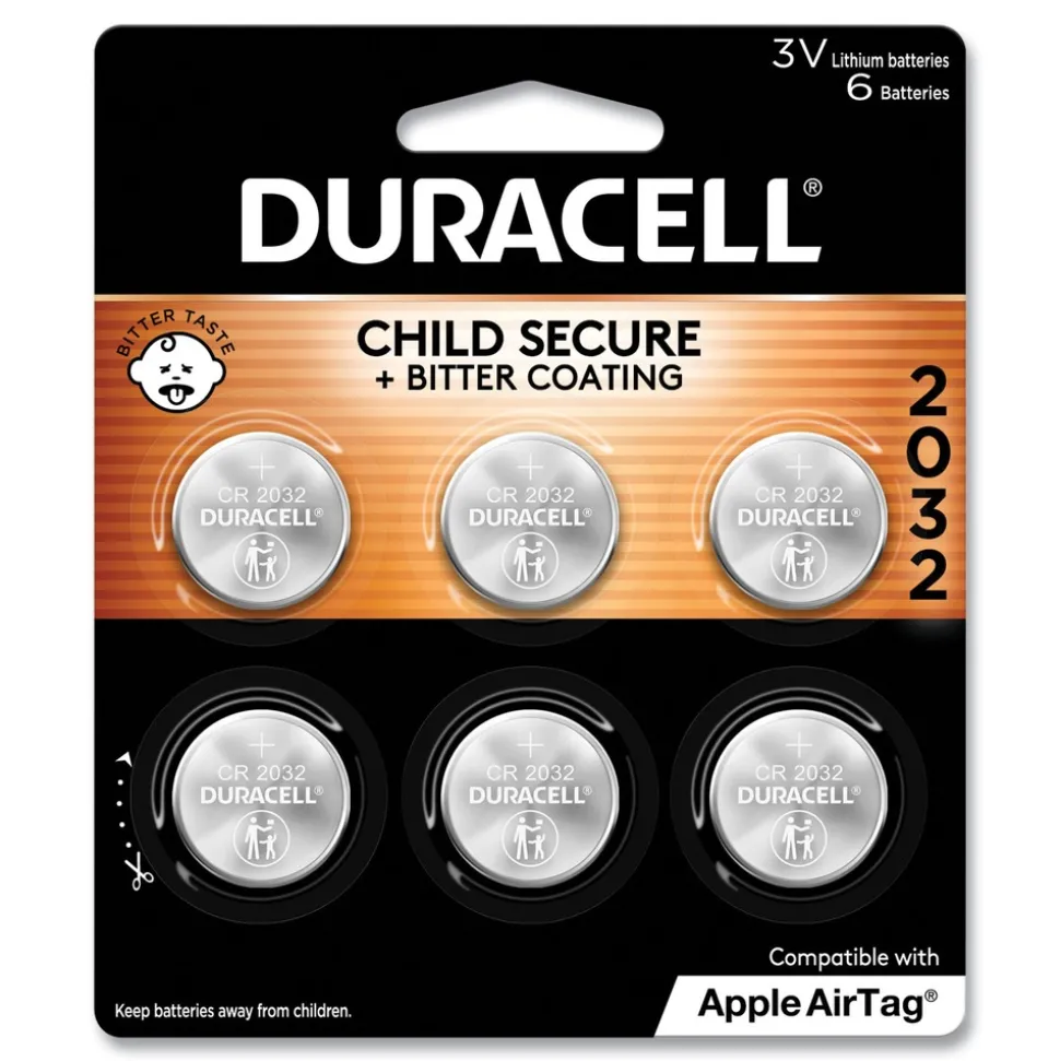 Duracell 2032 Lithium Coin Batteries With Bitterant (6/Pack)