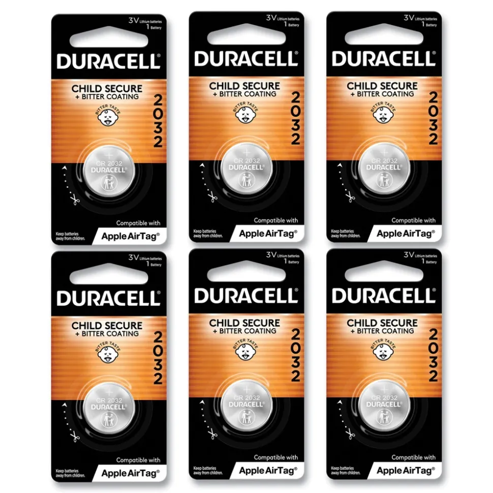 Duracell 2032 Lithium Coin Batteries with Bitterant (6/Box)