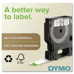 DYMO 0.5 in. x 5 ft. Rhino Heat Shrink Tubes Industrial Label Tape - White/Black Print (1-Roll)