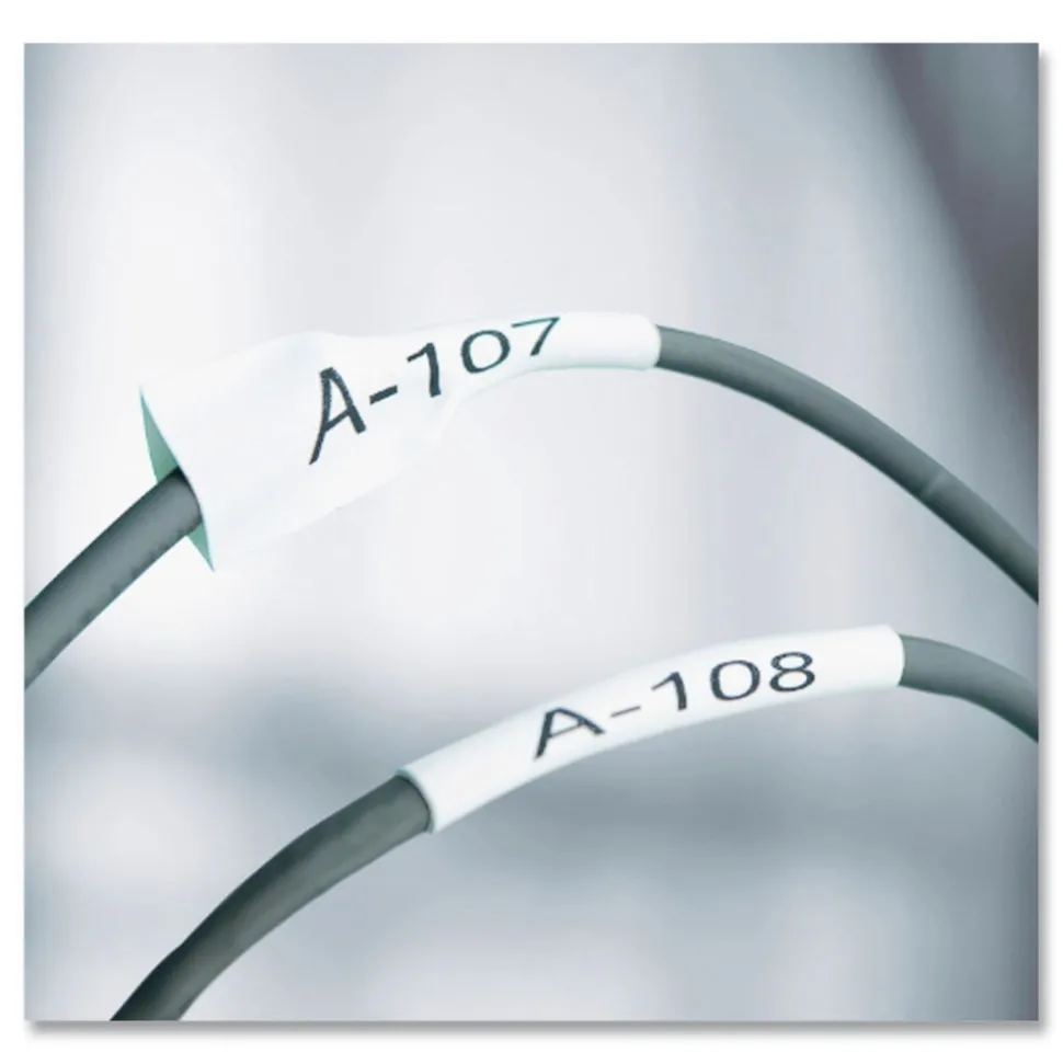 DYMO 0.75 in. x 5 ft. Rhino Heat Shrink Tubes Industrial Label Tape - White/Black Print (1-Roll)