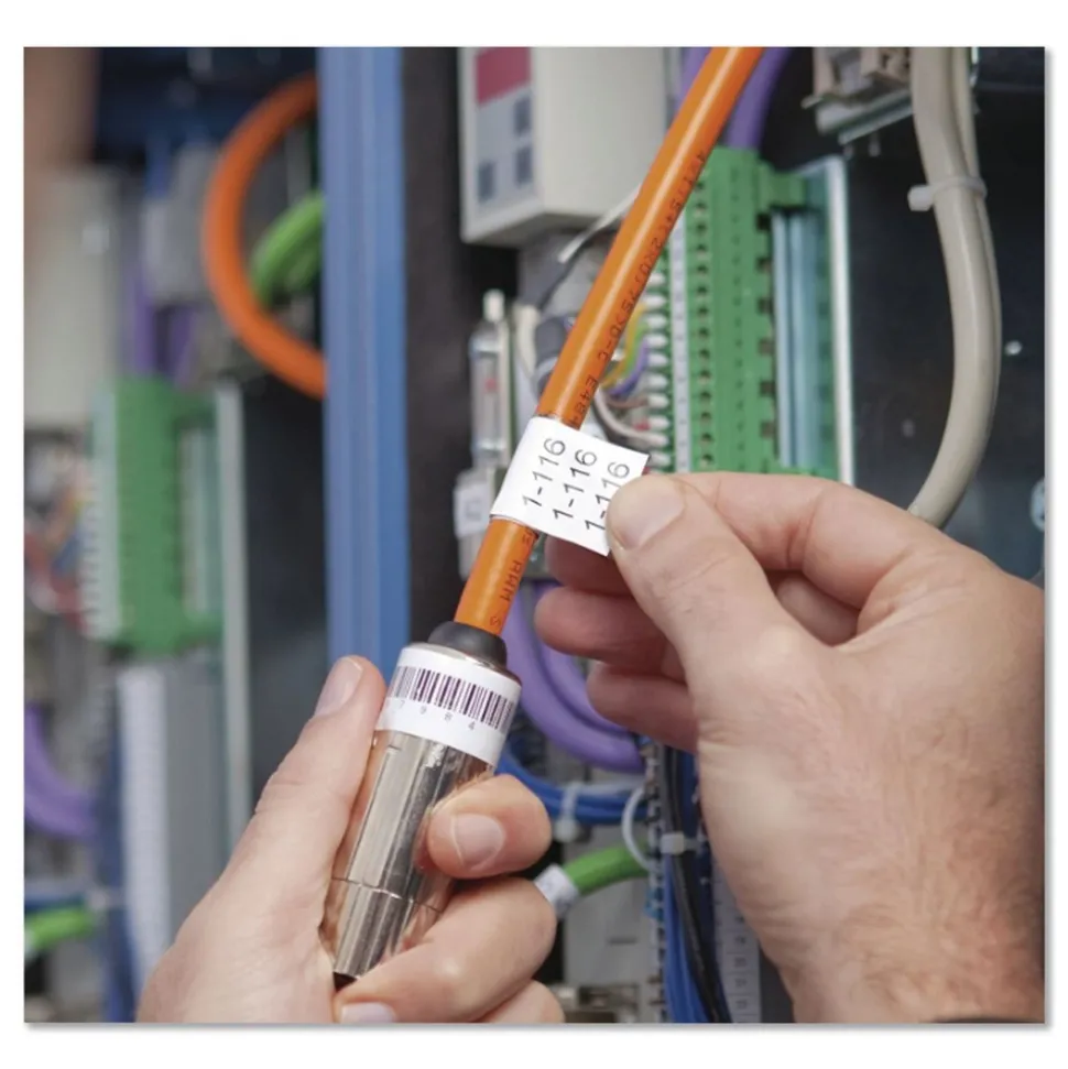 DYMO 0.75 in. x 18 ft. Rhino Permanent Vinyl Industrial Label Tape - White/Black Print