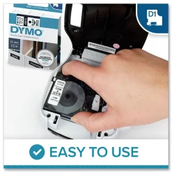 DYMO D1 High-Performance 0.37 in. x 23 ft. Polyester Removable Label Tape - Black on White
