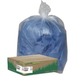 Earthsense Commercial 33 in. x 39 in. 33-Gallon 1.25 mil. Linear Low Density Clear Recycled Can Liners - Clear (100/Carton)