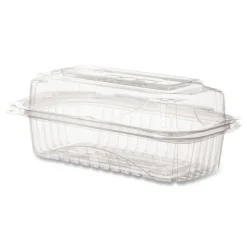 Eco-Products 9 in. x 6 in. x 3 in. Renewable and Compostable Plastic Clamshell Hinged Food Containers - Clear (240/Carton)