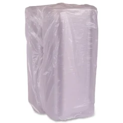 Eco-Products 9 in. x 6 in. x 3 in. Renewable and Compostable Plastic Clamshell Hinged Food Containers - Clear (240/Carton)