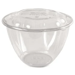 Eco-Products 48 oz. Renewable and Compostable Plastic Salad Bowls with Lids - Clear (150/Carton)