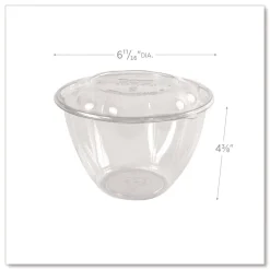 Eco-Products 48 oz. Renewable and Compostable Plastic Salad Bowls with Lids - Clear (150/Carton)