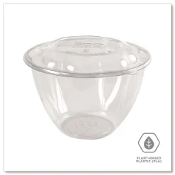 Eco-Products 48 oz. Renewable and Compostable Plastic Salad Bowls with Lids - Clear (150/Carton)