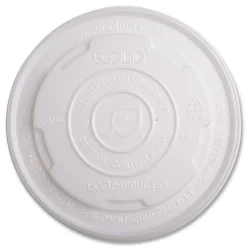 Eco-Products EP-ECOLID-SPL 12 oz./16 oz./32 oz. World Art PLA-Laminated Plastic Soup Container Lids - White (500/Carton)