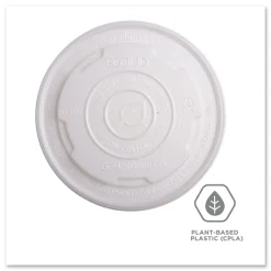 Eco-Products EP-ECOLID-SPL 12 oz./16 oz./32 oz. World Art PLA-Laminated Plastic Soup Container Lids - White (500/Carton)